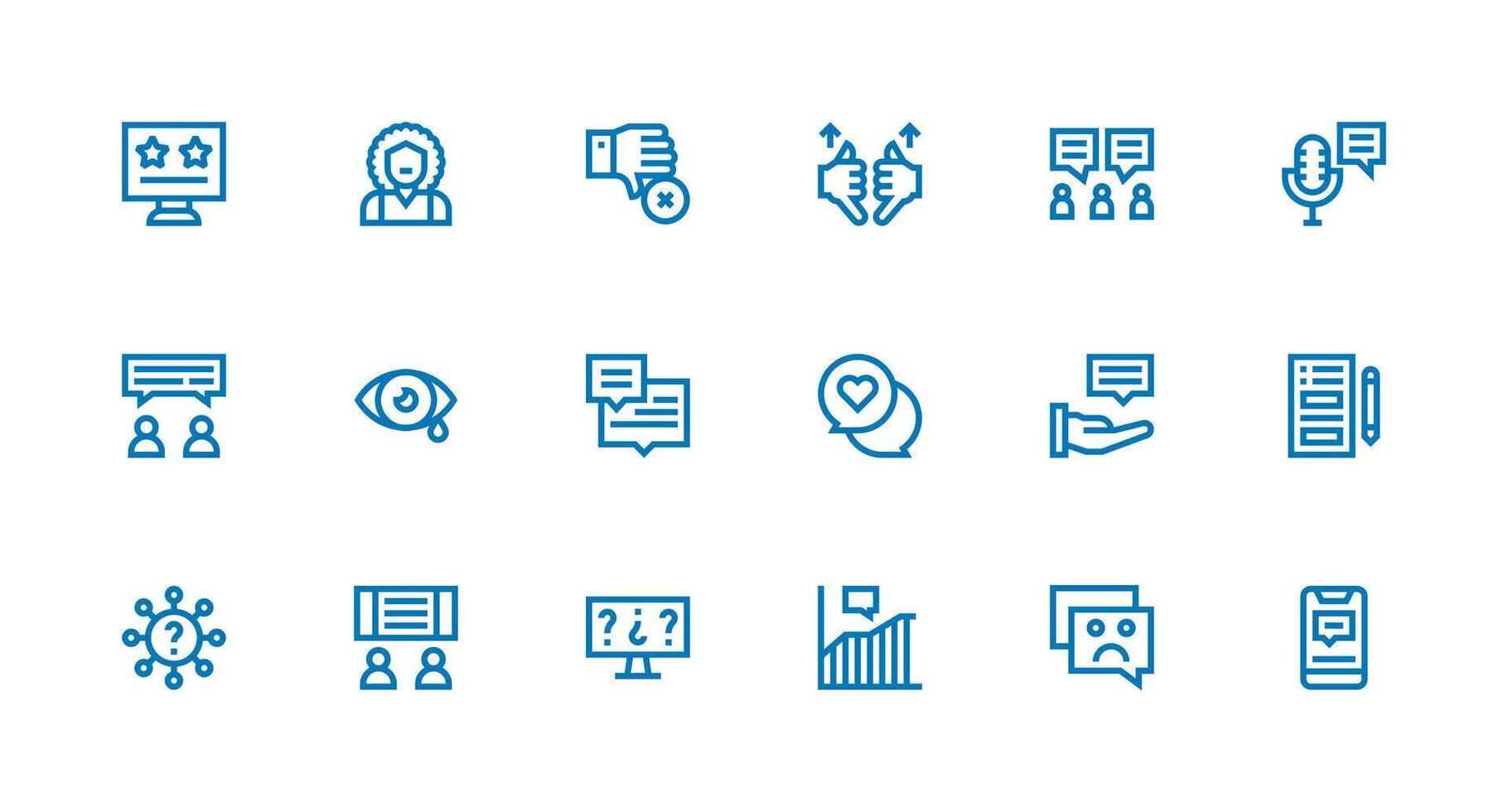 Feedback Icon Set with 18 Strong Stroke Line Graphics Reliable Icons for All Interfaces vector