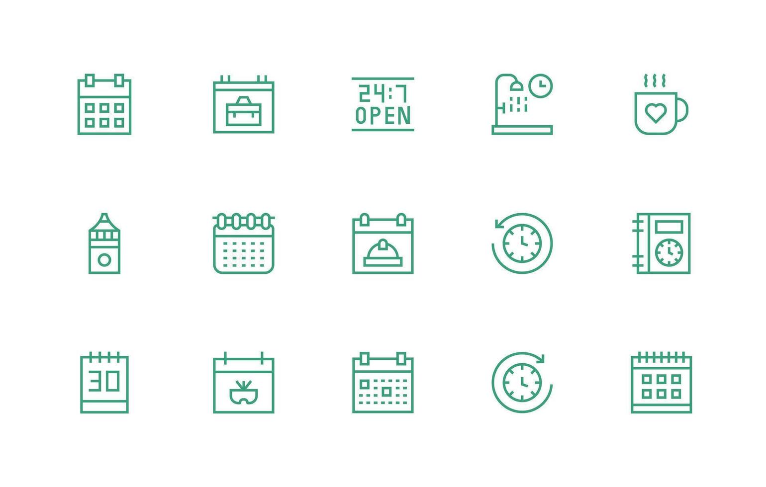 diario presentando 15 íconos en regular línea diseño flexible icono sistema para web interfaces vector