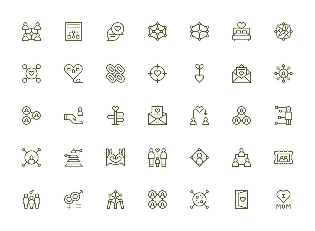 Regular Clean Line Style Relationship Icons with 35 Vectors Multi-Style Icons for Creative Projects