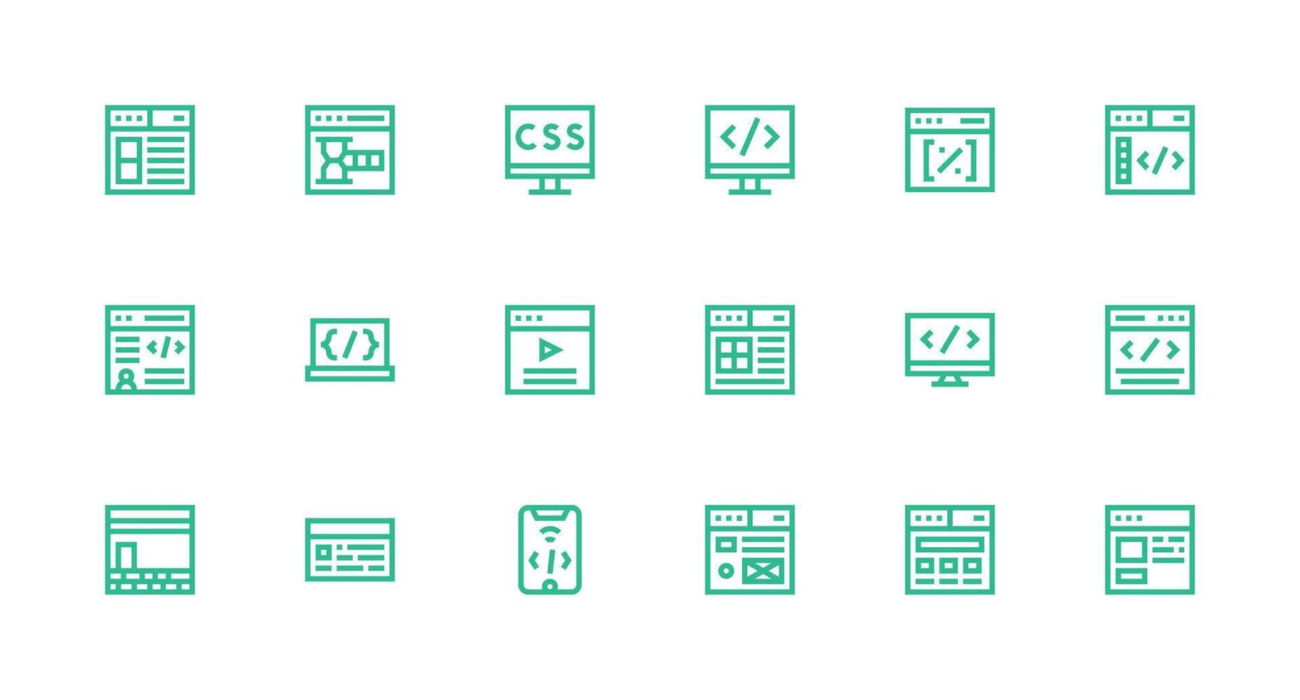 18 Strong Stroke Line Icons for Html Graphics Icon Set vector