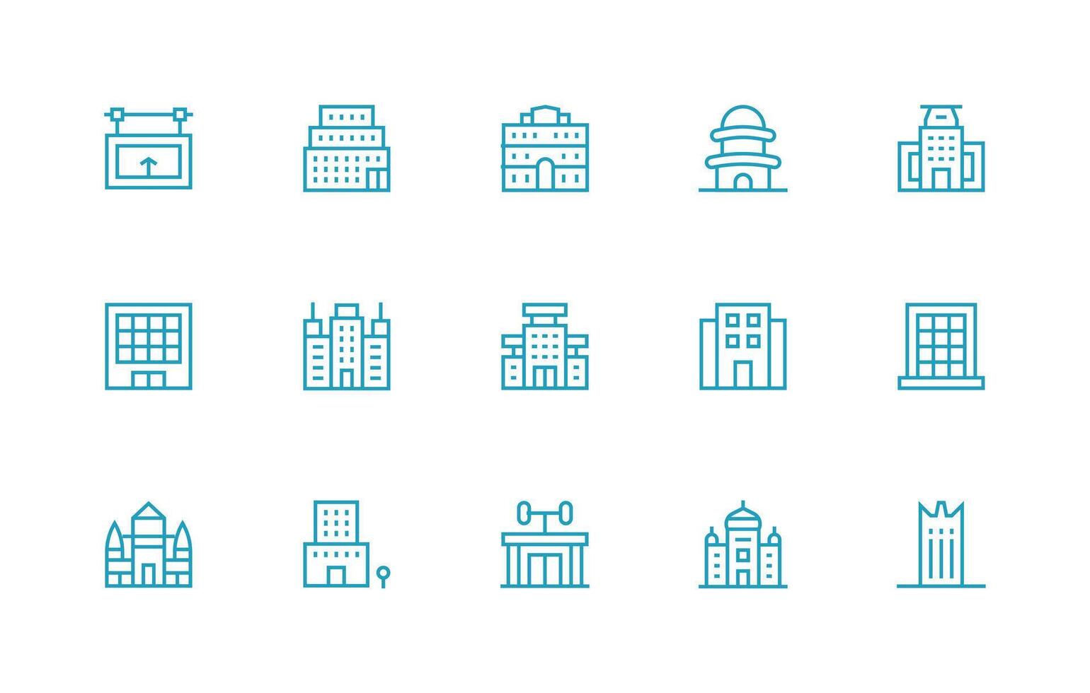 Regular Line Icons from Modern Building Set with 15 Vectors Lightweight Icon Series for Fast Prototypes