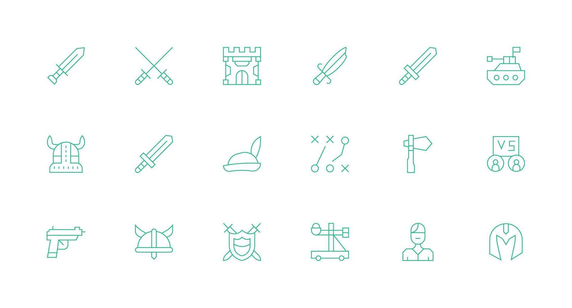 Minimal Line Style Battle Icons with 18 Vectors Dashboard Icon Series
