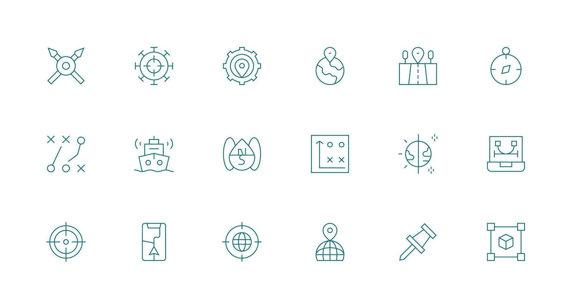 Minimal Line Icons from Positioning Set with 18 Vectors Multi-Style Icon Collection