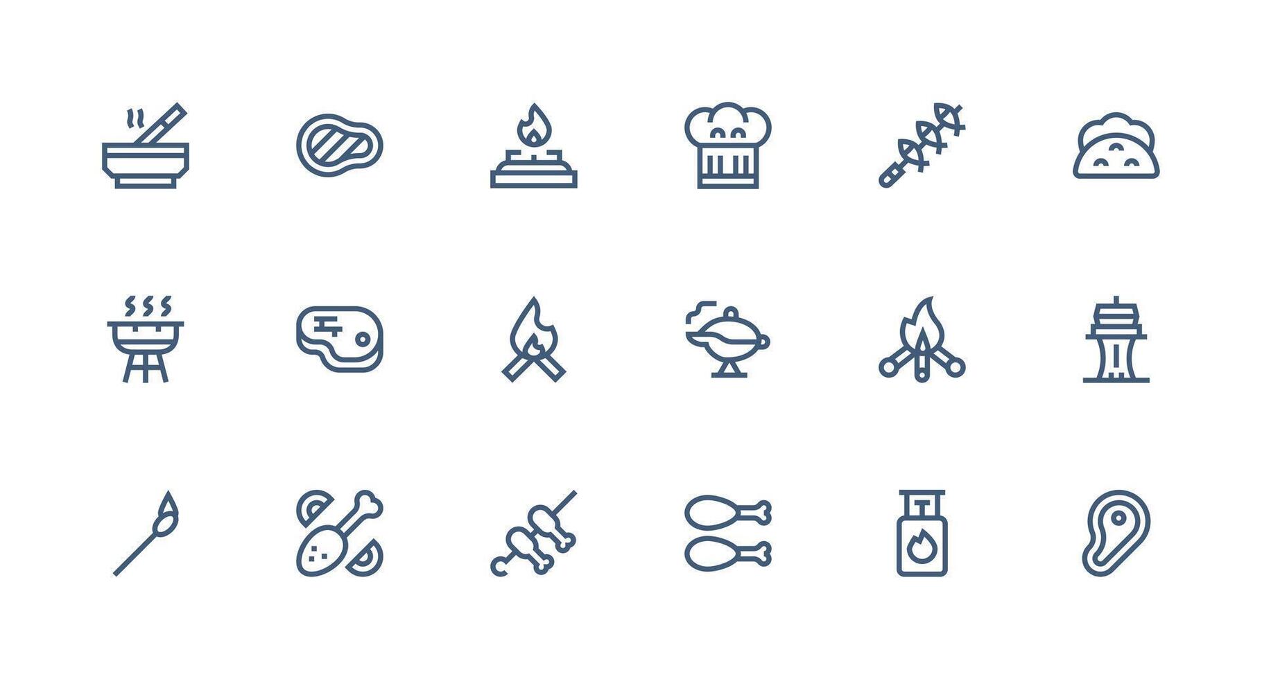 18 Icons for Barbecue in Strong Stroke Line Format Sharp Icons for Presentations vector