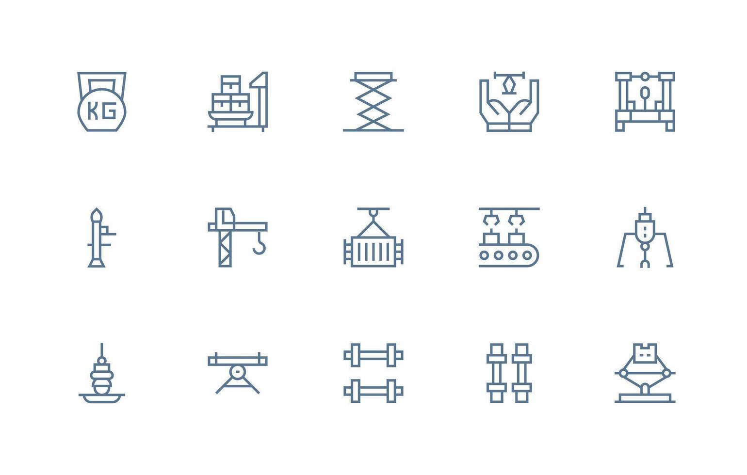 Lifting Set with 15 Regular Line Icons Neatly Designed Icons for Web Platforms vector