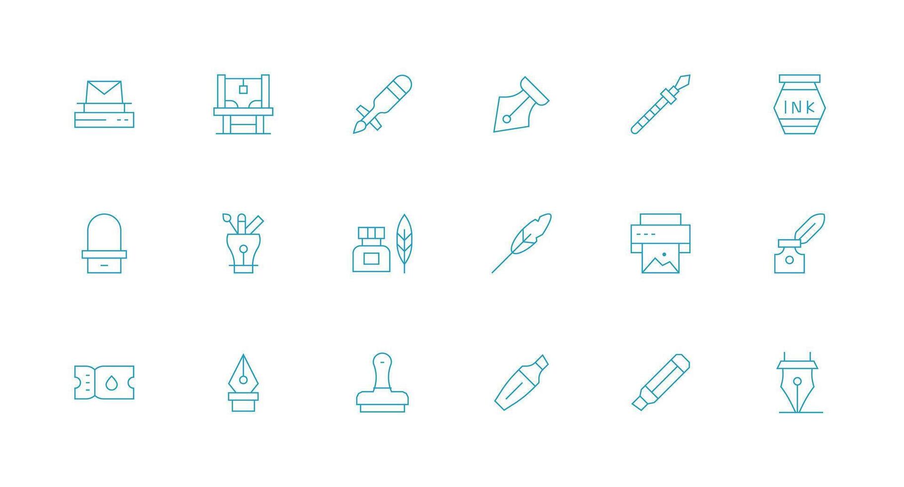 Ink Design Icons featuring 18 in Minimal Line Style Editable Icon Collection vector