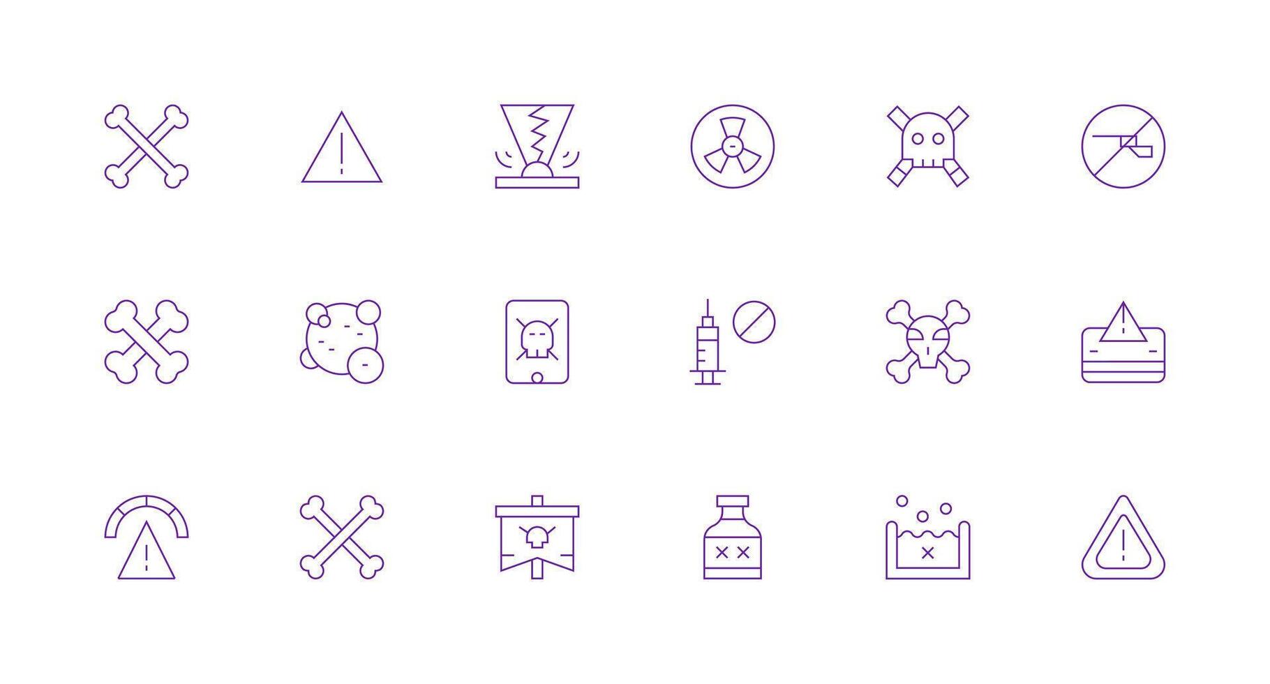 Unsafe Icon Set with 18 Minimal Line Graphics Editable Icon Collection vector