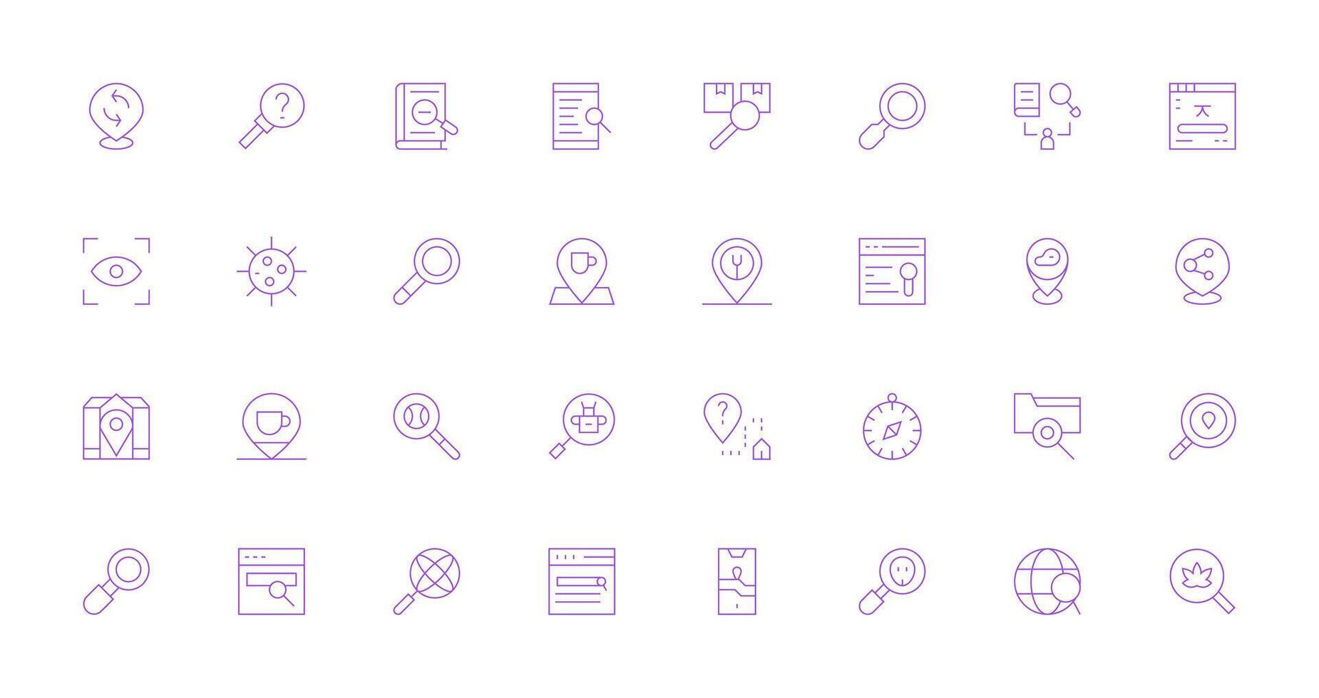 32 Thin Line Vectors for Find Theme Core Icon Collection for Daily Tasks