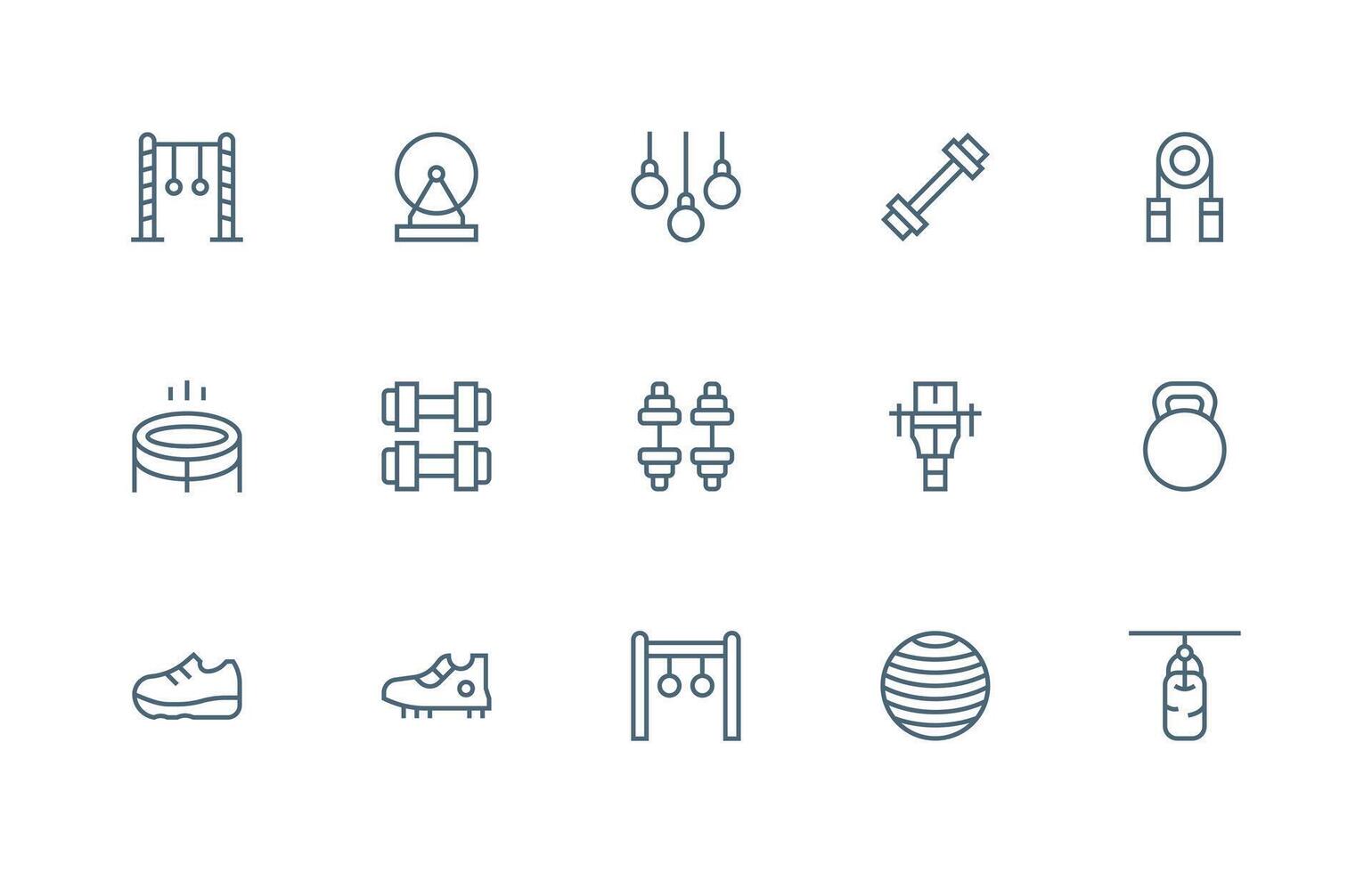 Exercise Equipment Visual Pack containing 15 Regular Line Icons Core Icon Collection for Daily Tasks vector