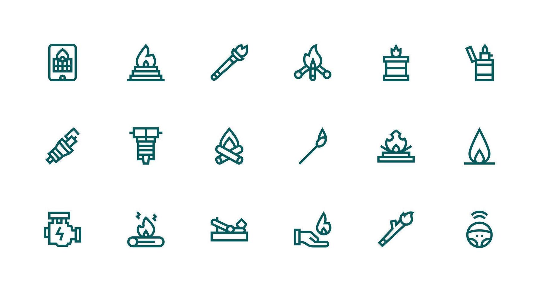 Strong Stroke Line Style Ignition Icons with 18 Vectors Icon Set for Web
