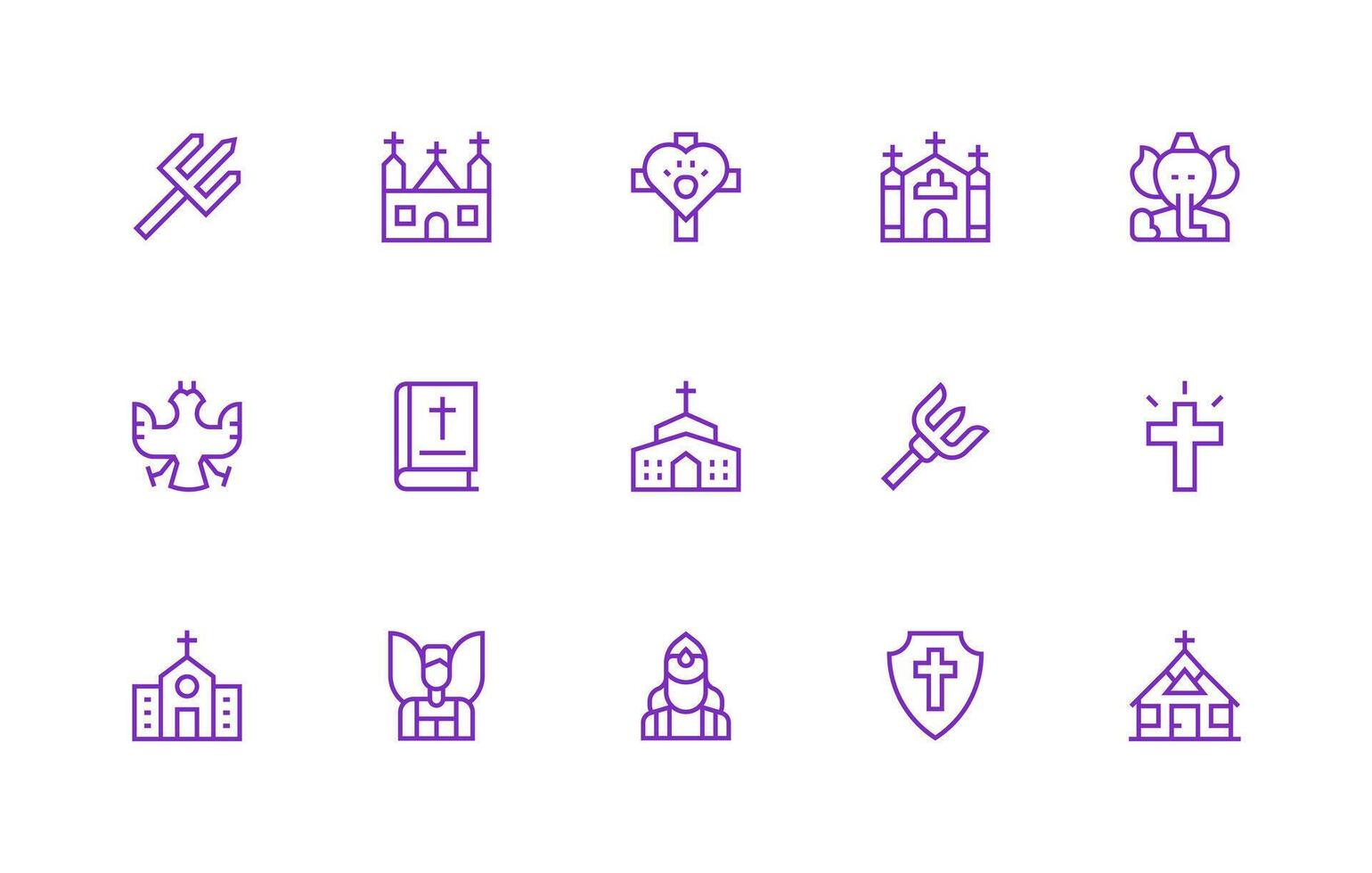 God Visual Pack containing 15 Regular Line Icons Icon Set for Web vector