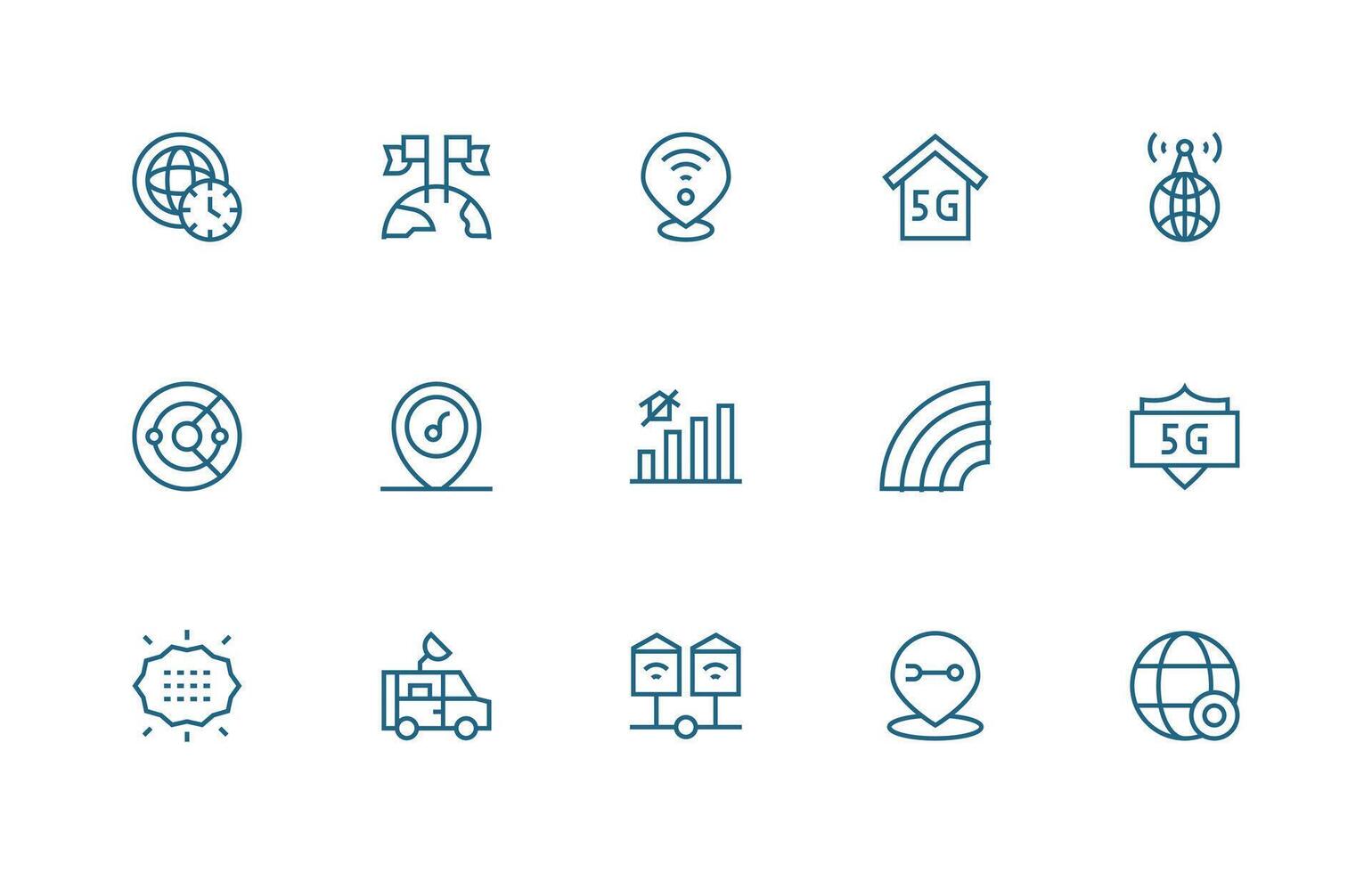 Coverage Icon Collection with 15 Regular Line Designs Glyph Icon Series vector