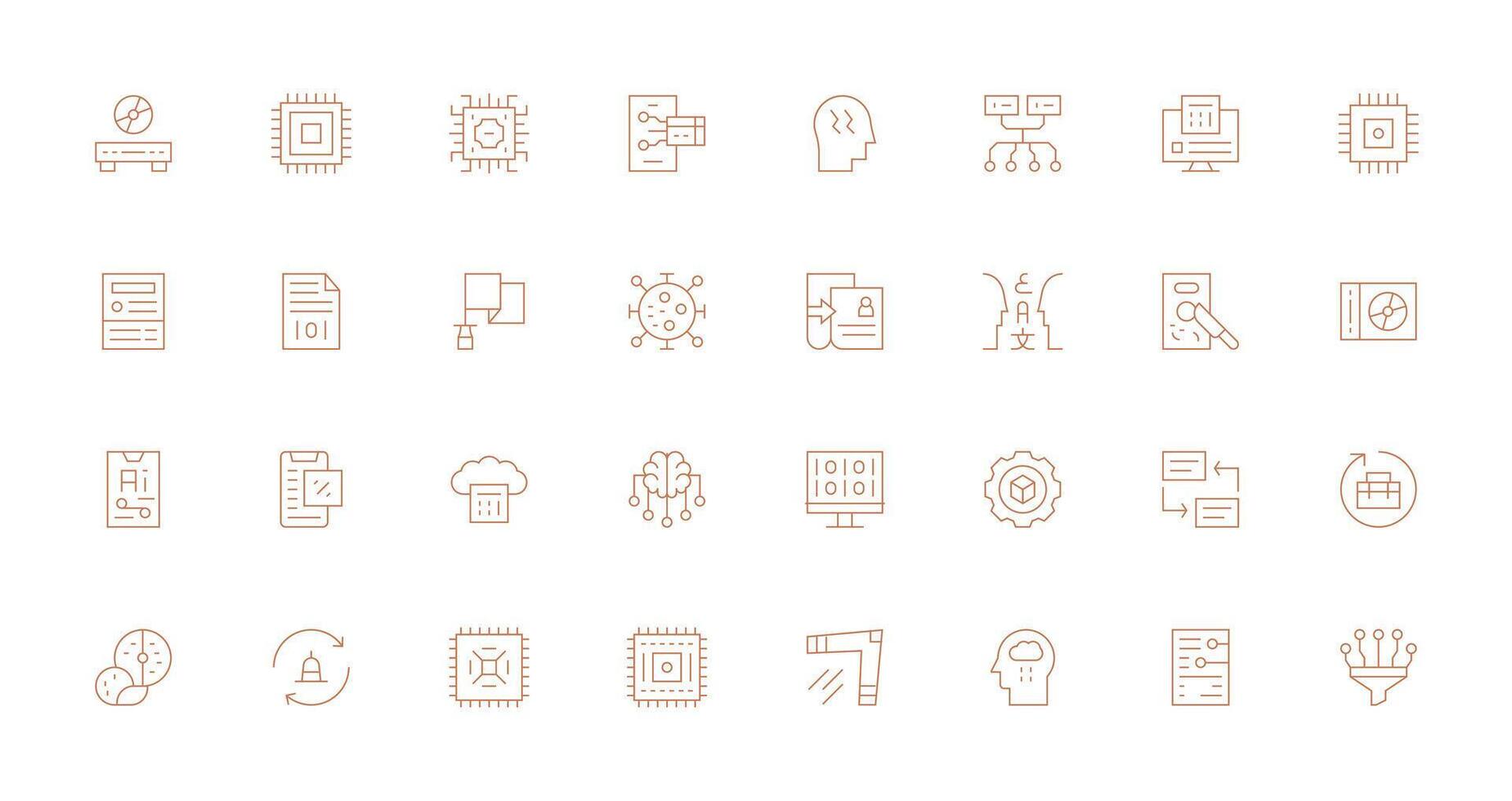 32 Thin Line Vectors for Data Processing Theme Pixel Perfect Icons for Modern Apps