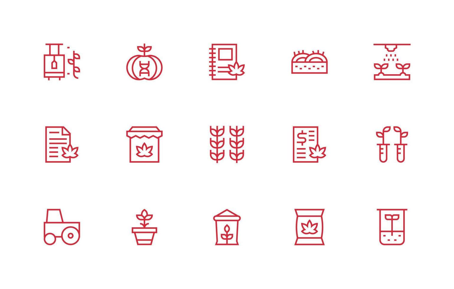 15 Icons for Cultivation in Regular Line Format Essential Icon Collection vector