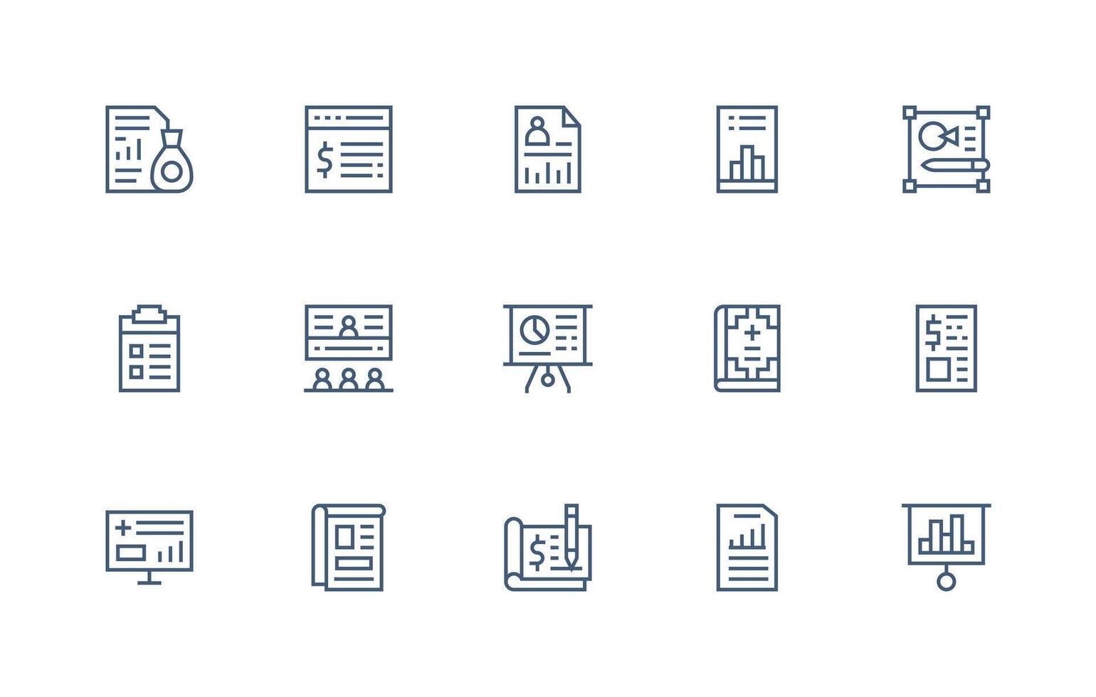 15 Icons for Summary in Regular Line Format Interface Icon Collection vector