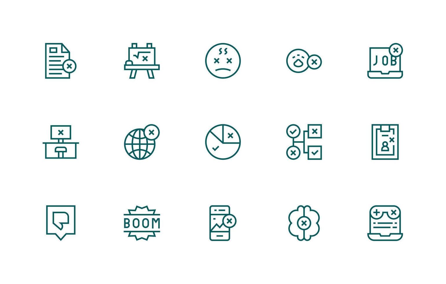 Fail Icon Set with 15 Regular Line Graphics Flexible Icon System for Web Interfaces vector