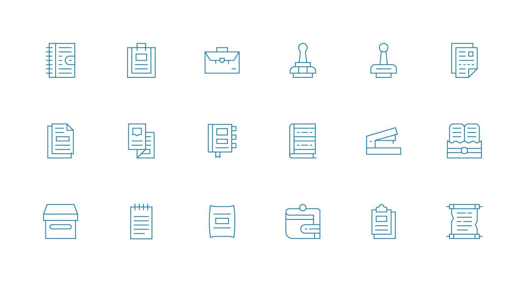 Binder Design Icons featuring 18 in Minimal Line Style Line Icon Collection vector