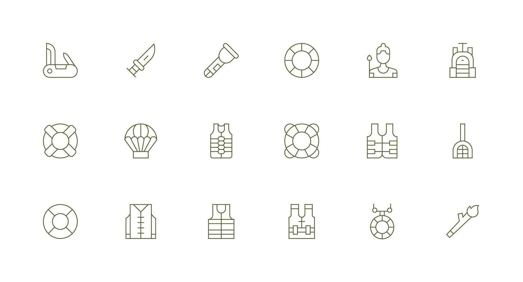 Survival Visual Pack containing 18 Minimal Line Icons Core Icon Collection for Daily Tasks vector
