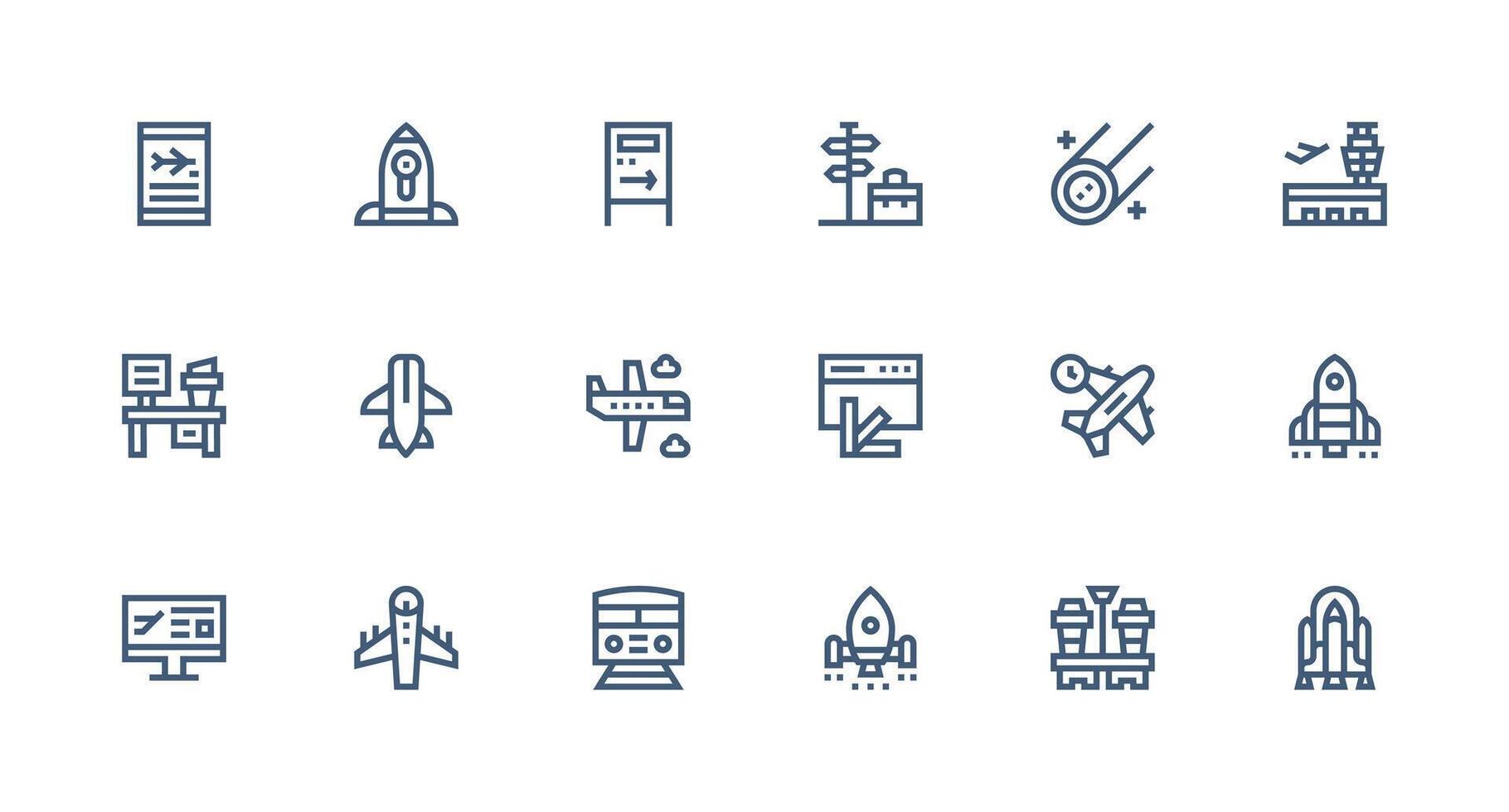 Strong Stroke Line Style Departure Icons with 18 Vectors Flexible Icon System for Web Interfaces