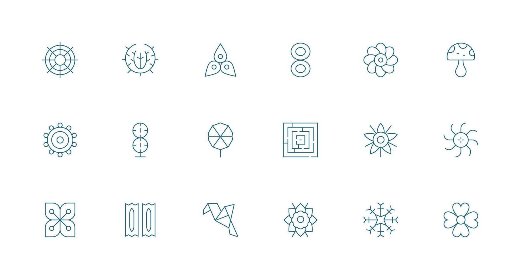Symmetrical featuring 18 Icons in Minimal Line Design Balanced Icon Set for Functional Design vector