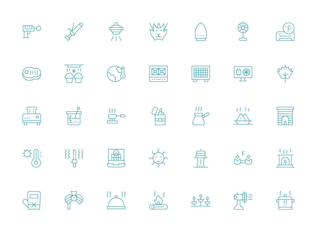 Light Line Icons from Heat Set with 35 Vectors Icon Set for Projects