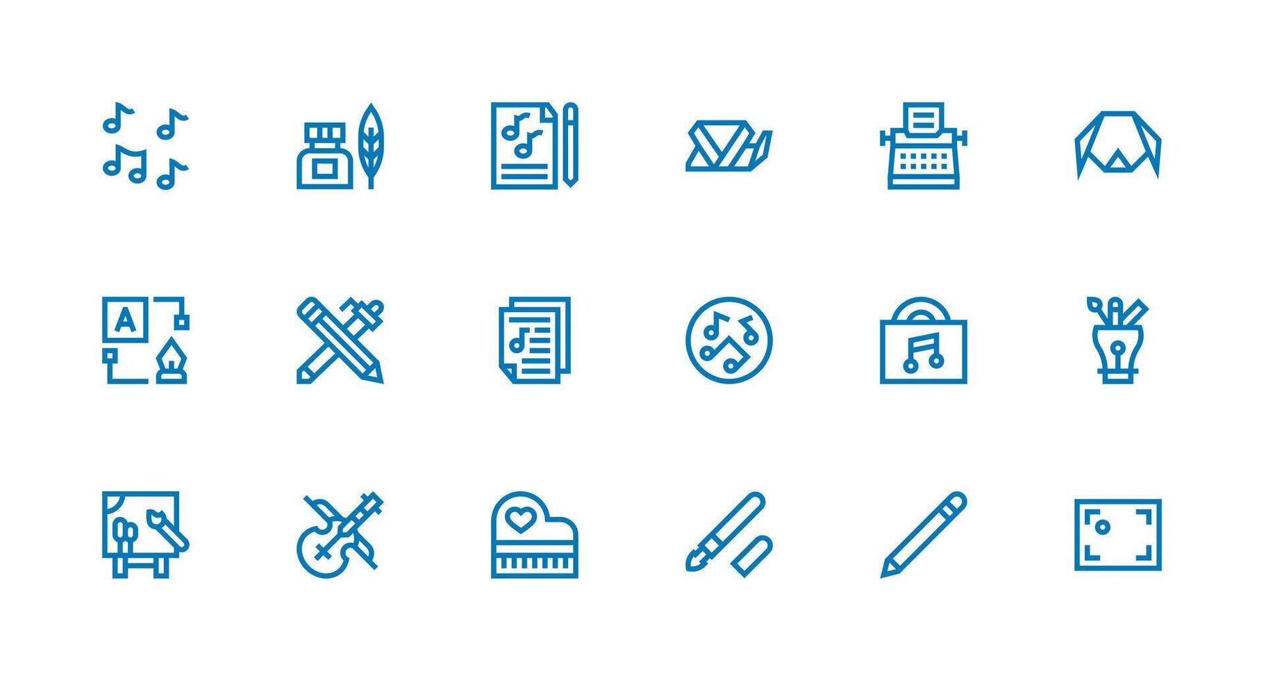 Composition featuring 18 Icons in Strong Stroke Line Design Clean Set for Layout Prototypes vector