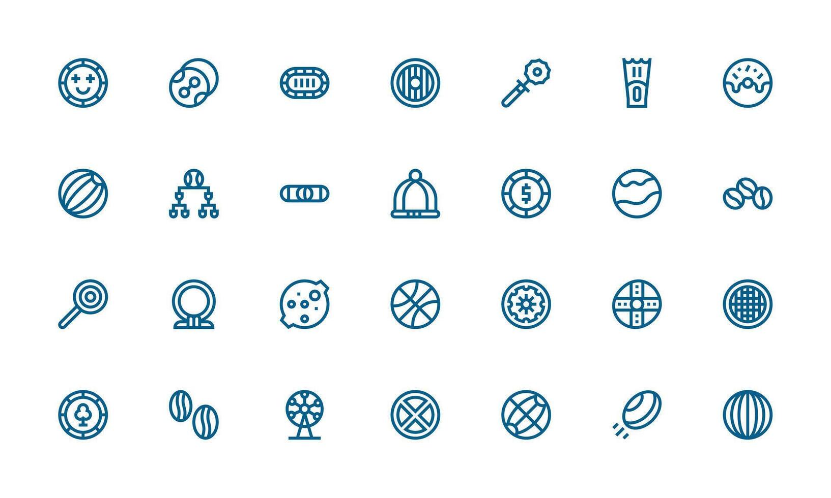Round Visual Pack containing 28 Bold Line Icons Scalable Icons for Cross-Platform Interfaces vector