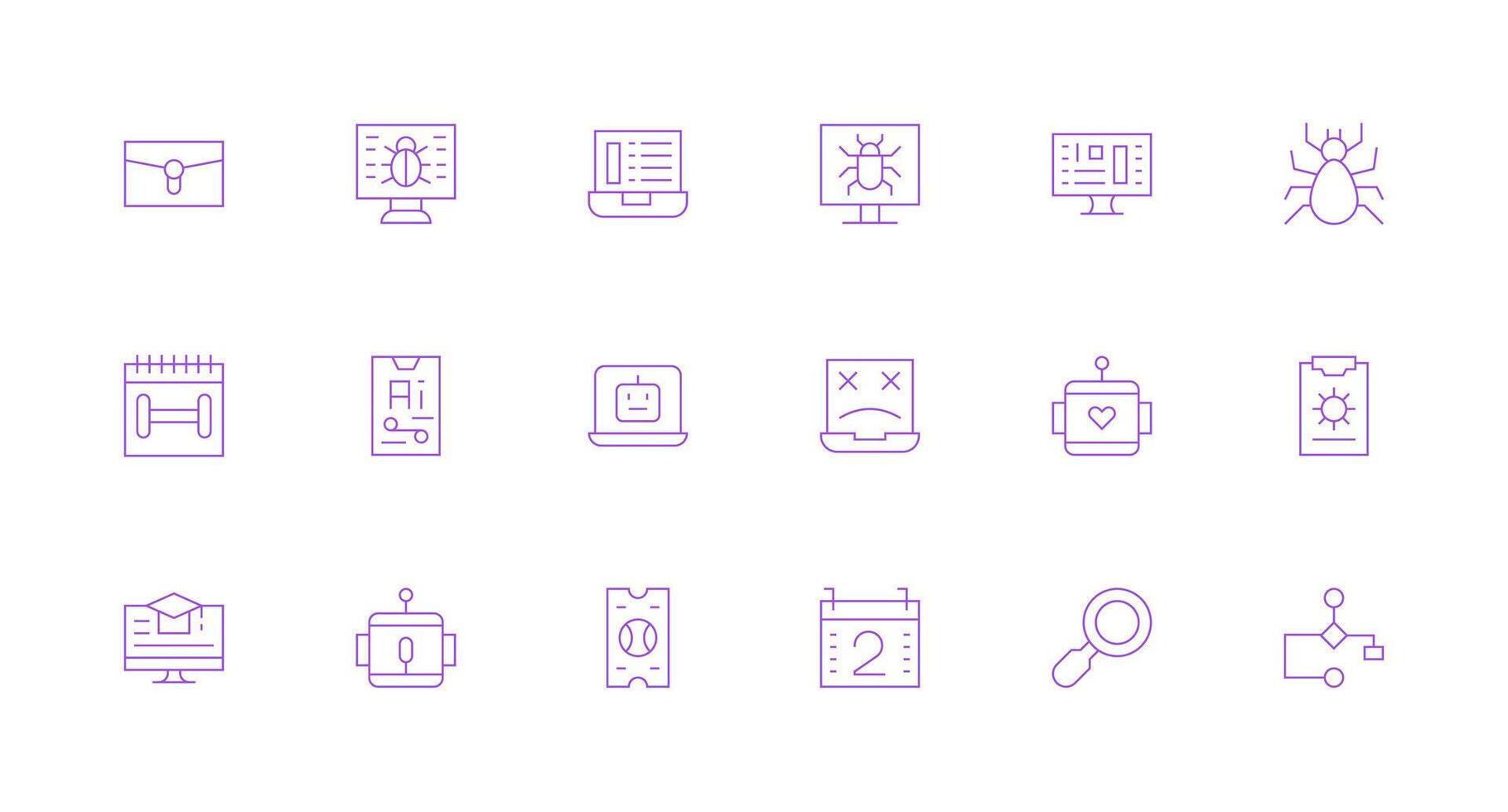 Program featuring 18 Icons in Minimal Line Design Organized Icon Pack for Quick Access vector