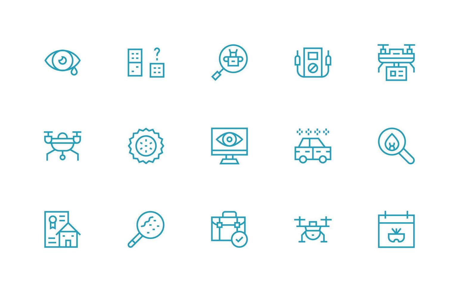 Inspection featuring 15 Icons in Regular Line Design Clear and Concise Icon Set Collection vector