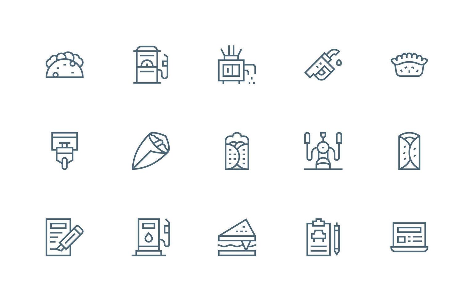 Regular Line Icons from Filling Set with 15 Vectors Icon Set for Web