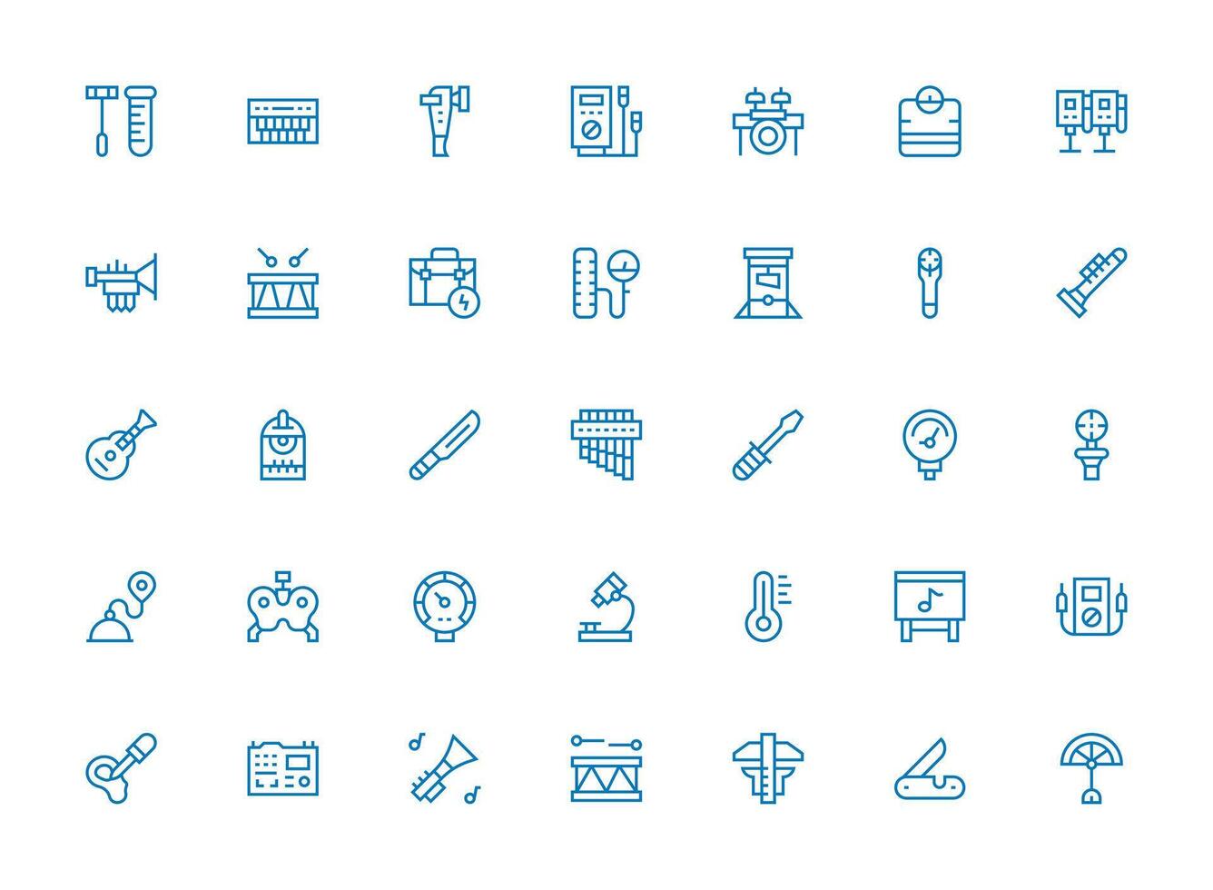 35 Icons for Instrument in Regular Clean Line Format Web Icon Collection vector