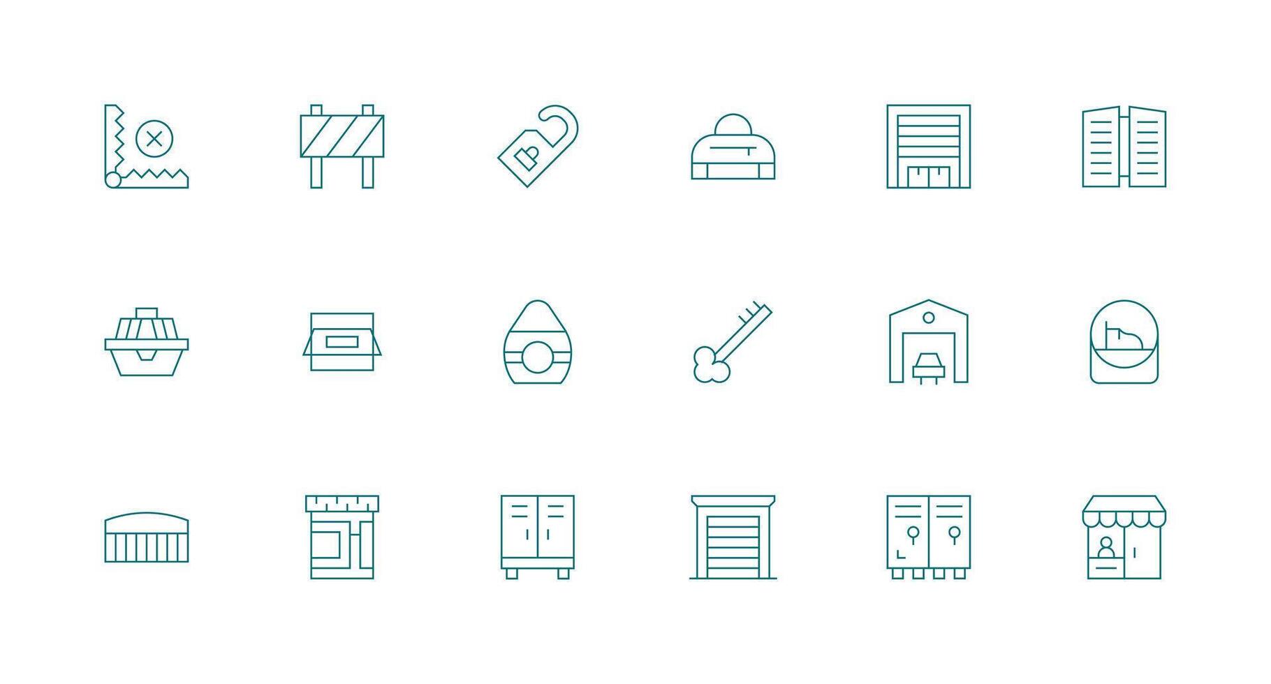 18 Minimal Line Designs for Closed Icons Quick Access Icons for UI Development vector