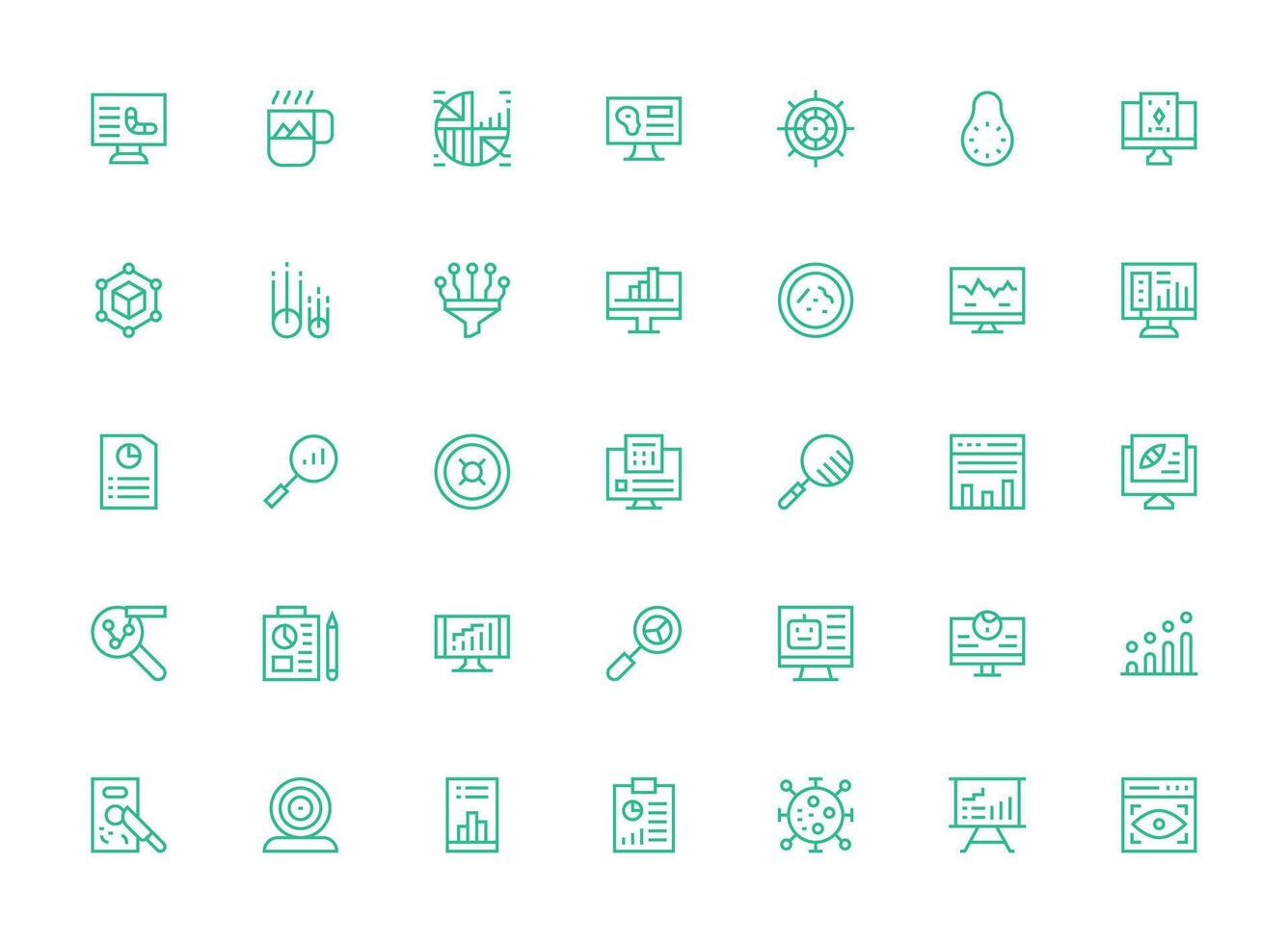 35 Visualization Icons in Regular Clean Line Aesthetic Icons Built for Visual Consistency Pack vector