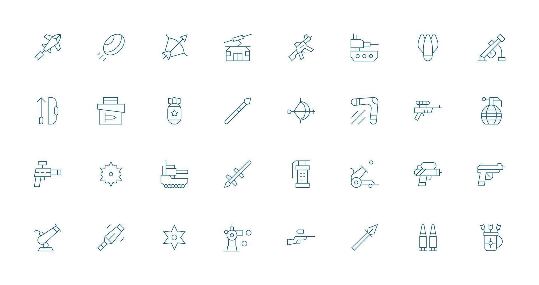 Projectile featuring 32 Icons in Thin Line Design Neat Icon Set vector