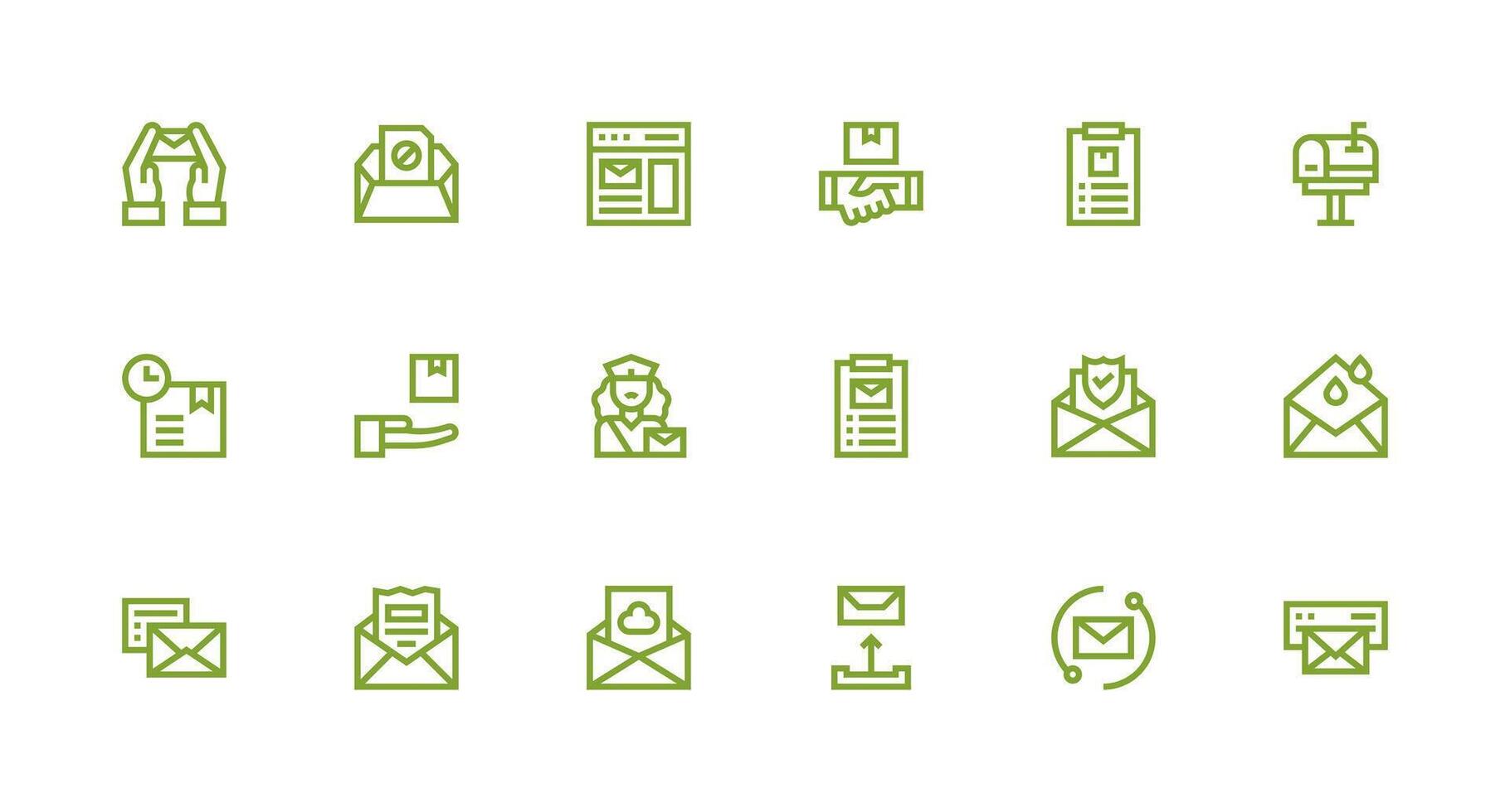 Mail featuring 18 Icons in Strong Stroke Line Design Lightweight Icon Series for Fast Prototypes vector