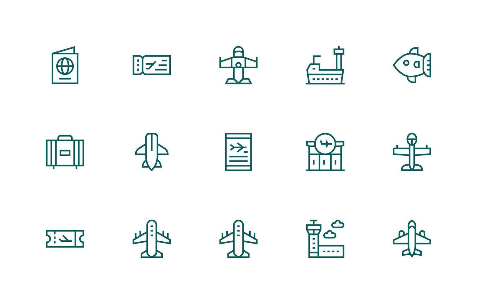 Regular Line Icons from Airplane Set with 15 Vectors Interface Icon Collection for Daily Projects