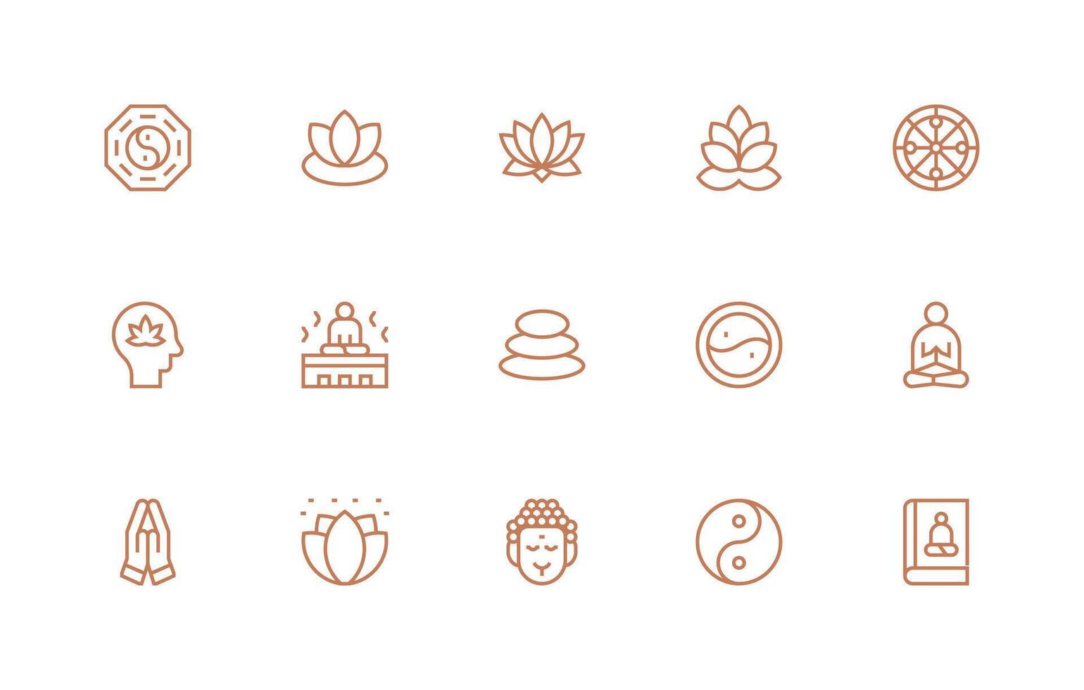 Regular Line Icons from Meditation Set with 15 Vectors Scalable Icon Pack