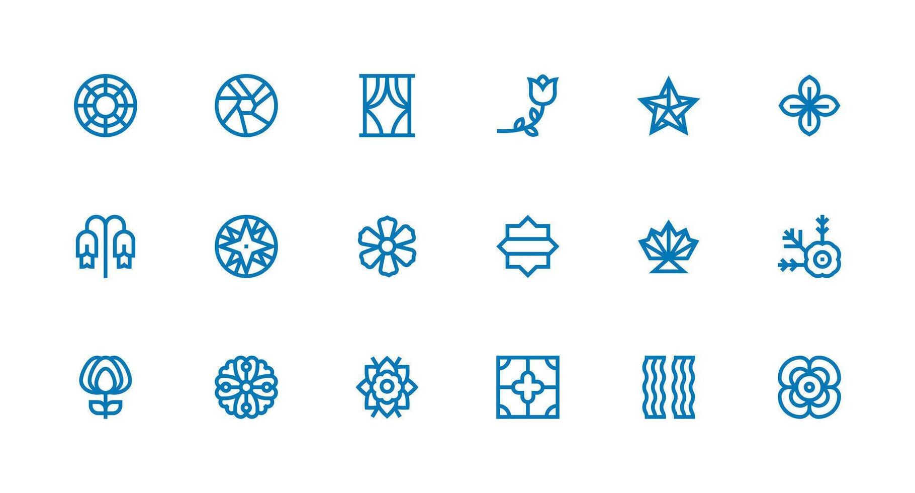 Decorative Element Visual Pack containing 18 Strong Stroke Line Icons Design Ready Icon Set for Teams vector