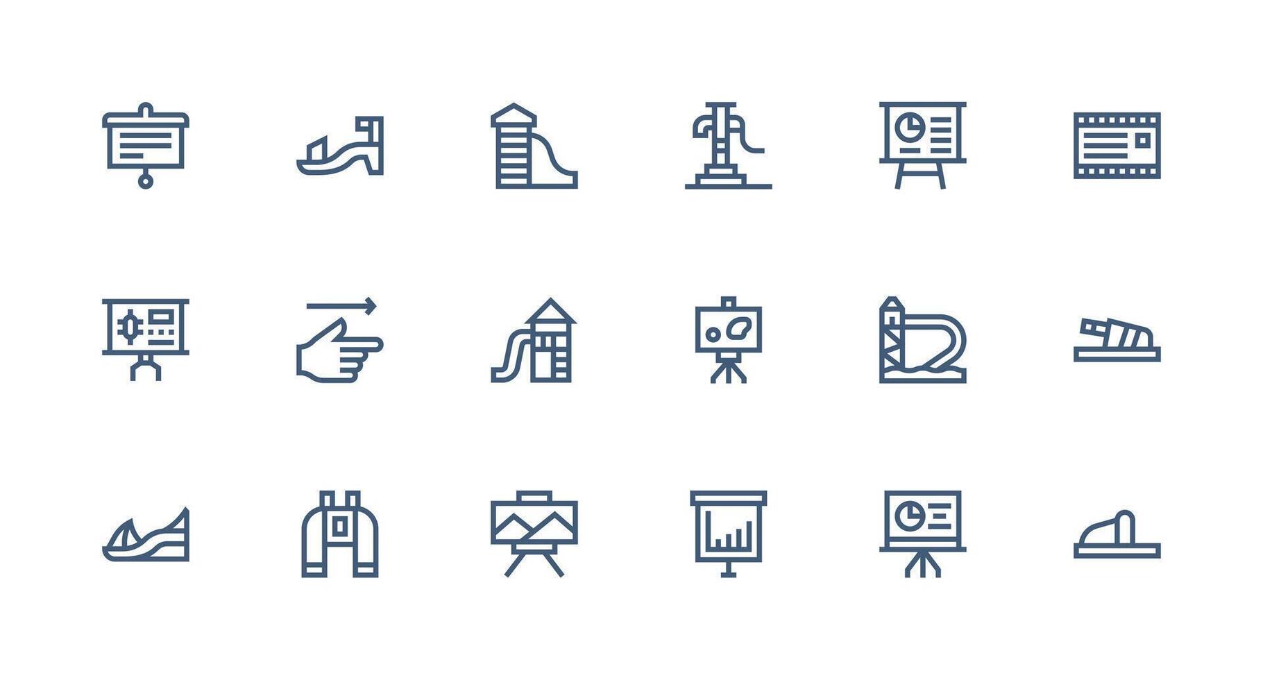 18 Icons for Slide in Strong Stroke Line Format Icon Set for Apps vector