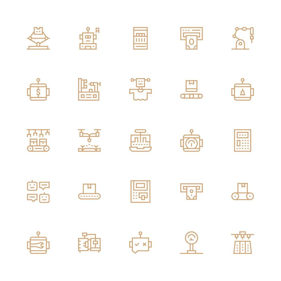 Automated Set with 25 Medium Stroke Outline Icons Customizable Icon Series for Mobile Screens vector