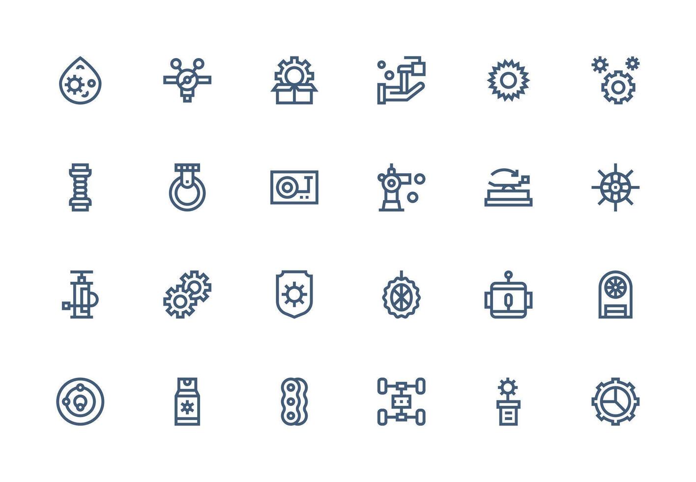Mechanism featuring 24 Icons in Thick Line Line Design Core Icon Collection for Daily Tasks vector
