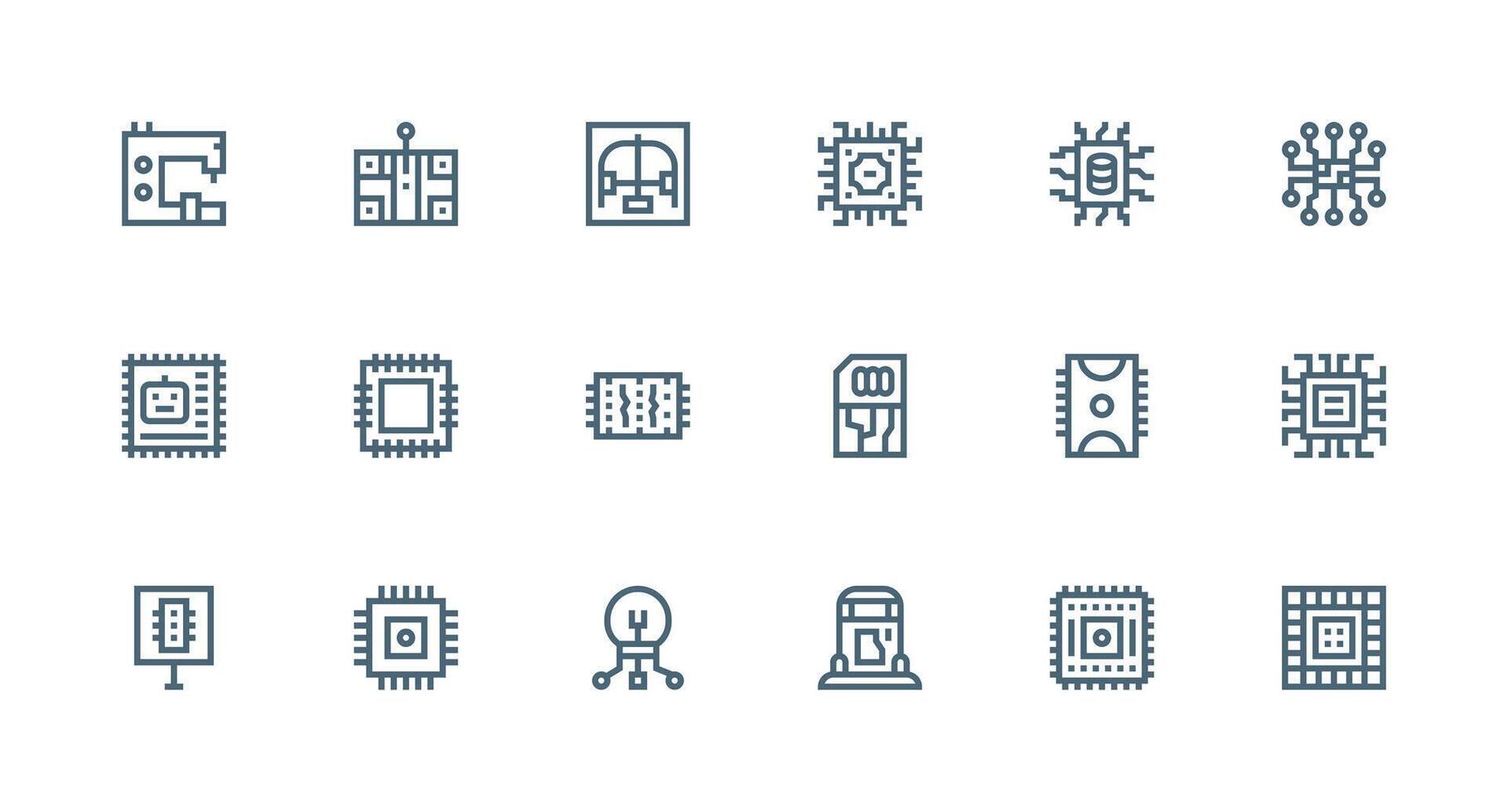 18 Strong Stroke Line Icons for Microchip Graphics Digital Product Icons for Fast Delivery vector