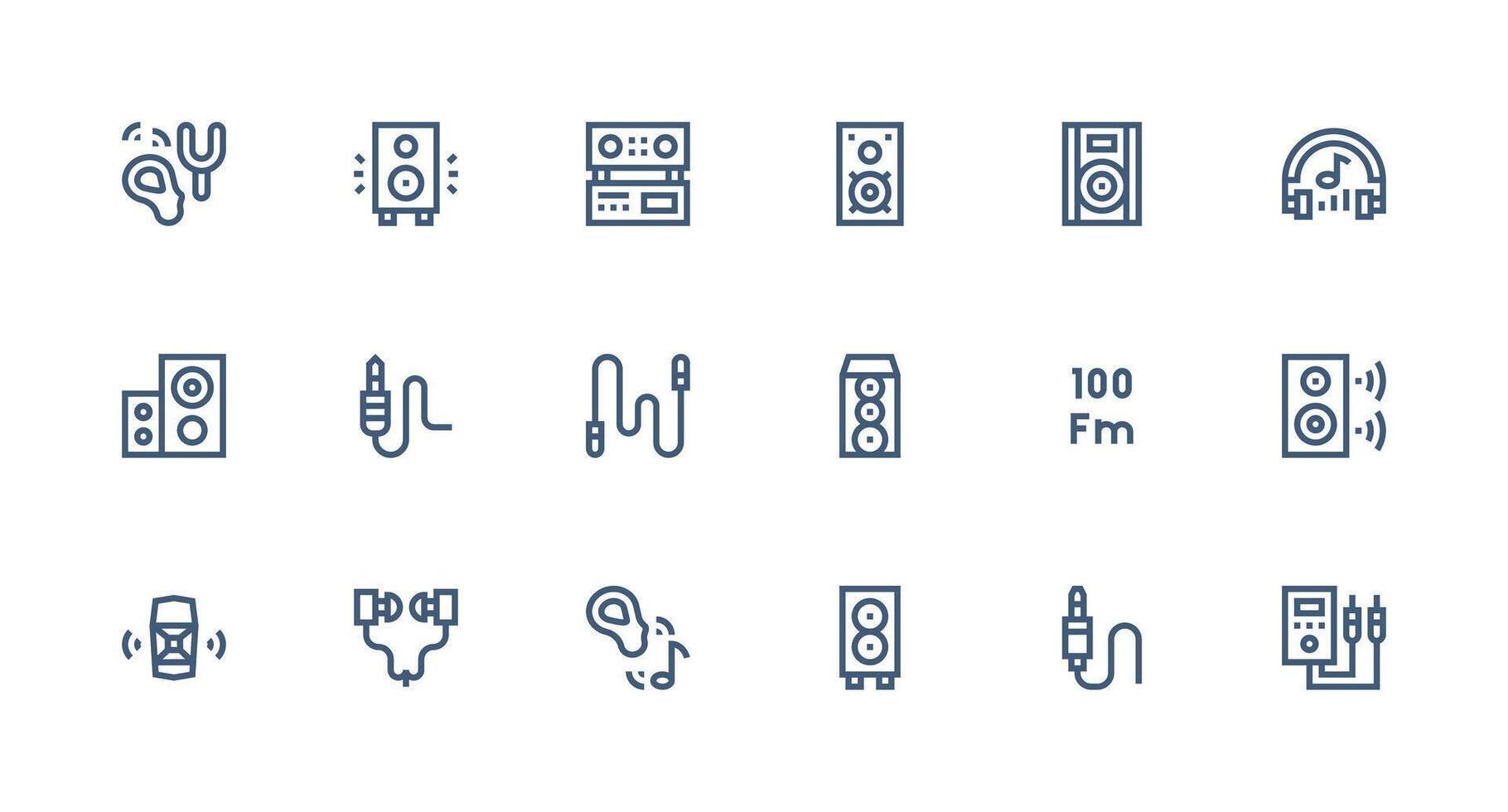 18 Icons for Stereo in Strong Stroke Line Format Scalable Icons for Cross-Platform Interfaces vector