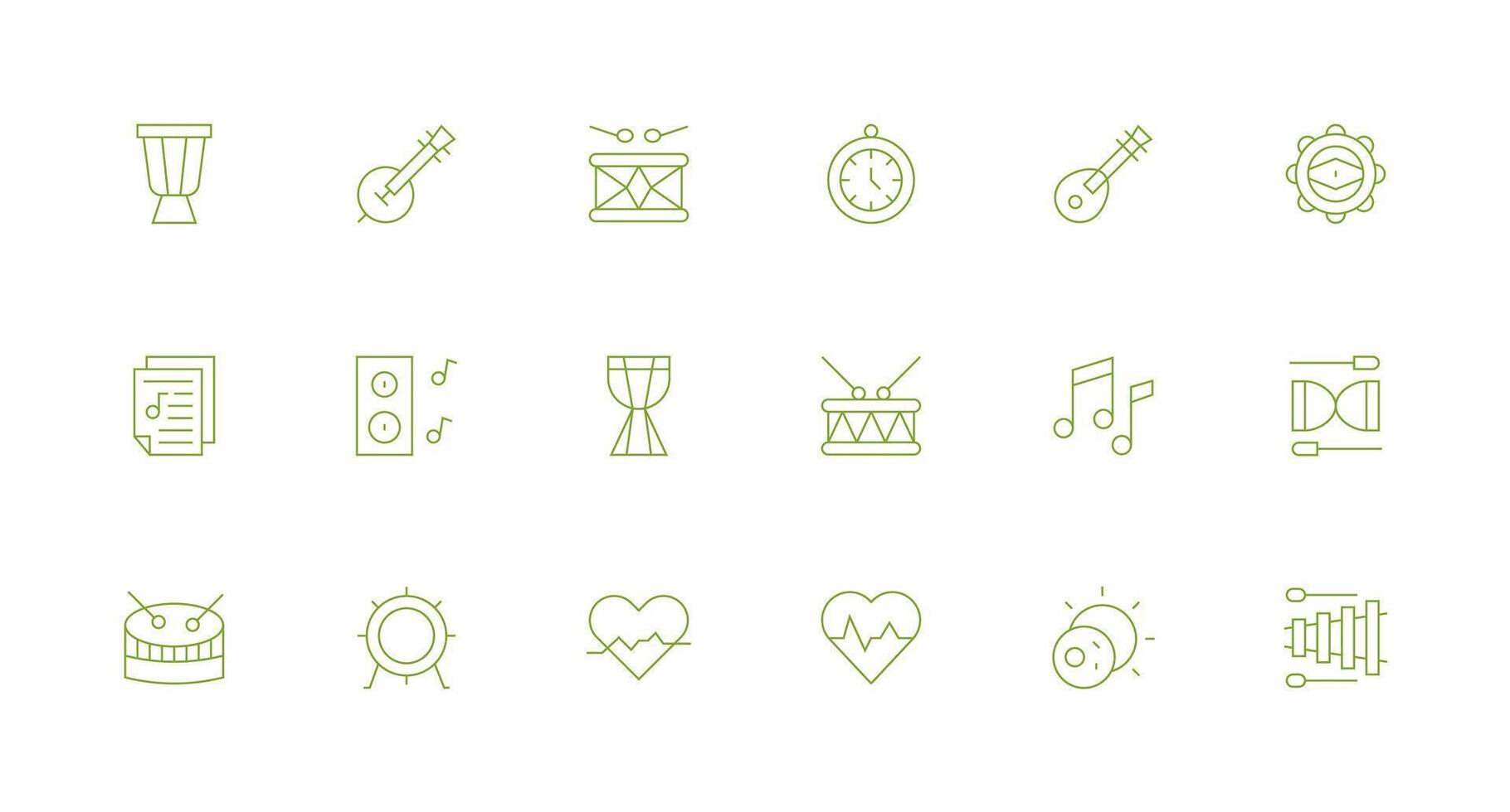 Rhythm Icon Set with 18 Minimal Line Graphics Reusable Icon Set vector