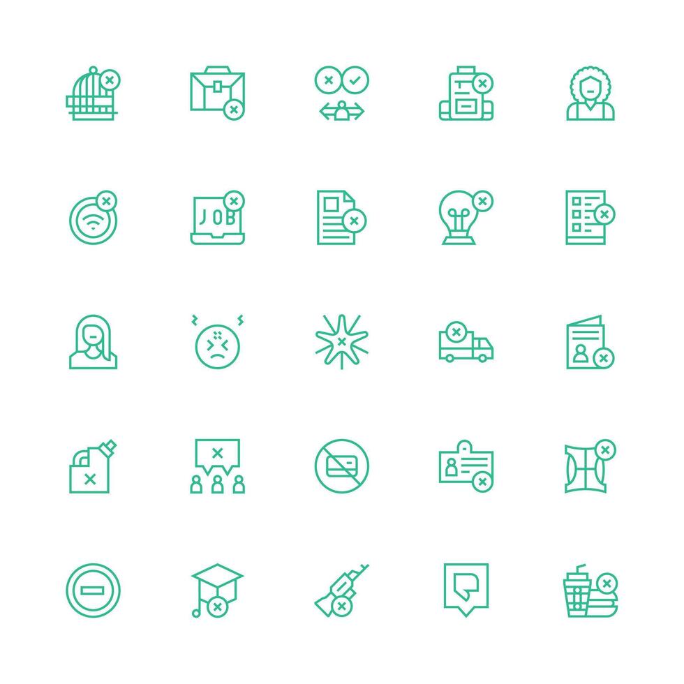 Medium Stroke Outline Style Denied Icons with 25 Vectors Simple Icons for Interface and Wireframes