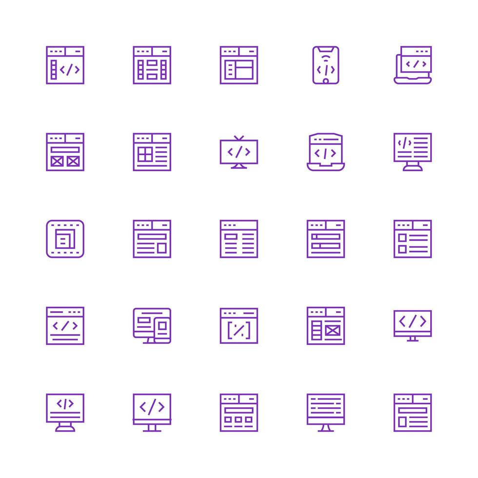 Medium Stroke Outline Style Html Icons with 25 Vectors Clean Icon Pack