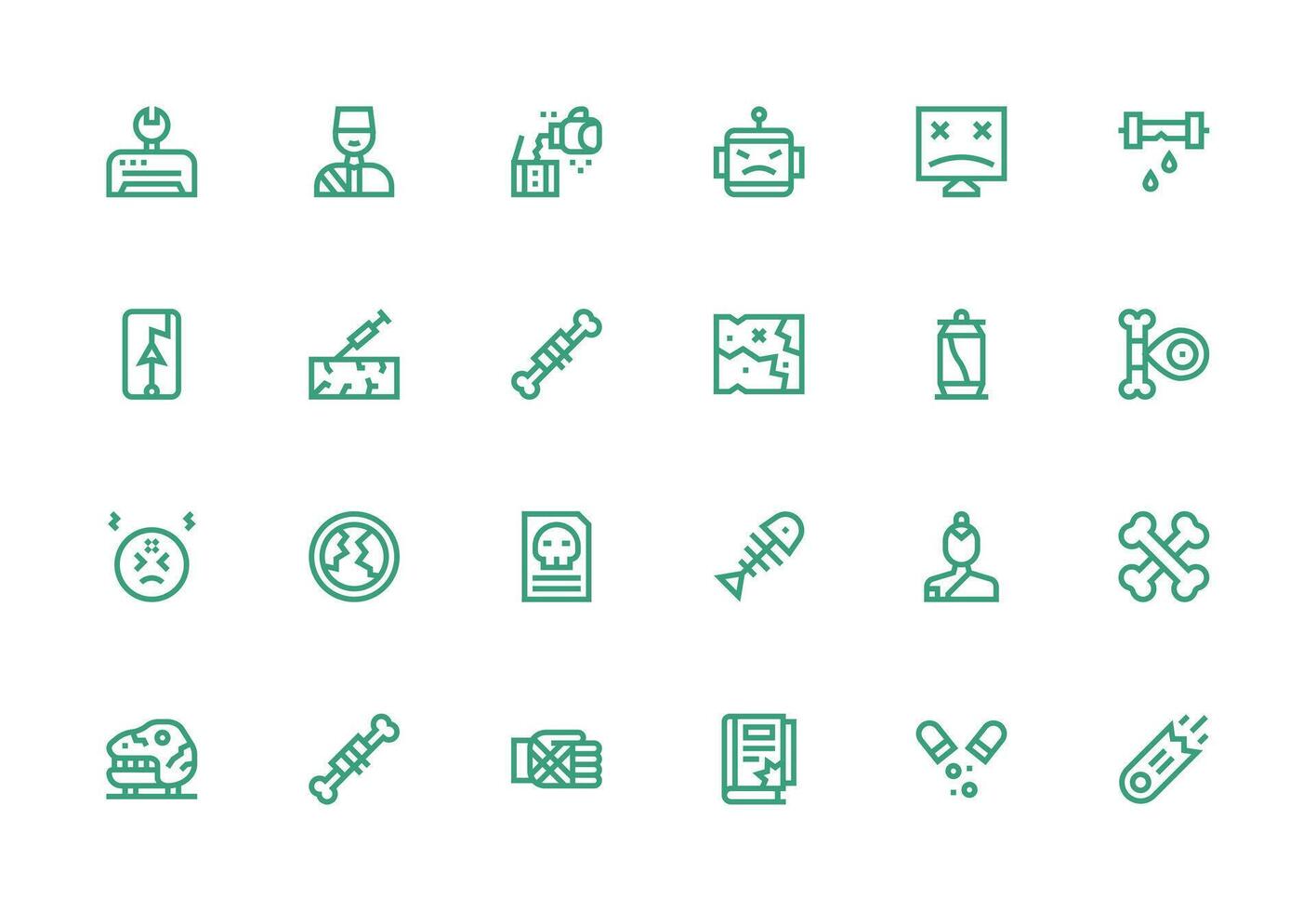24 Thick Line Line Vectors for Broken Theme Core Icon Collection for Daily Tasks