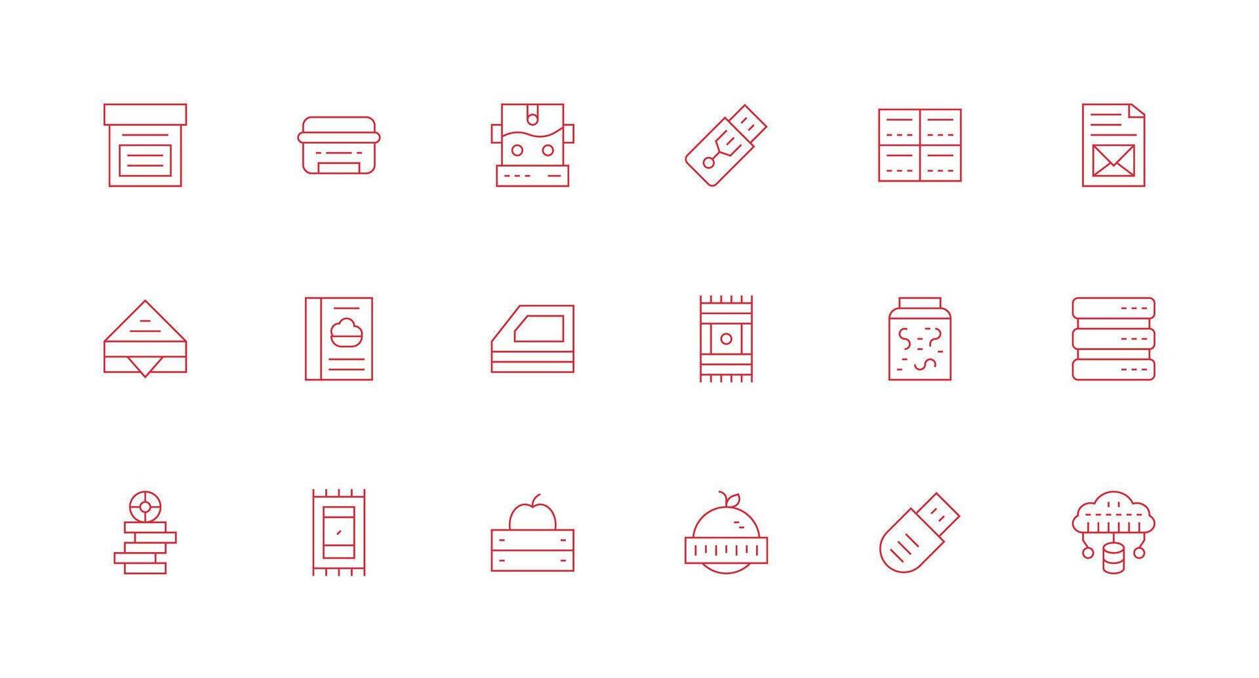 18 Minimal Line Designs for Data Storage Icons Reliable Icons for All Interfaces vector