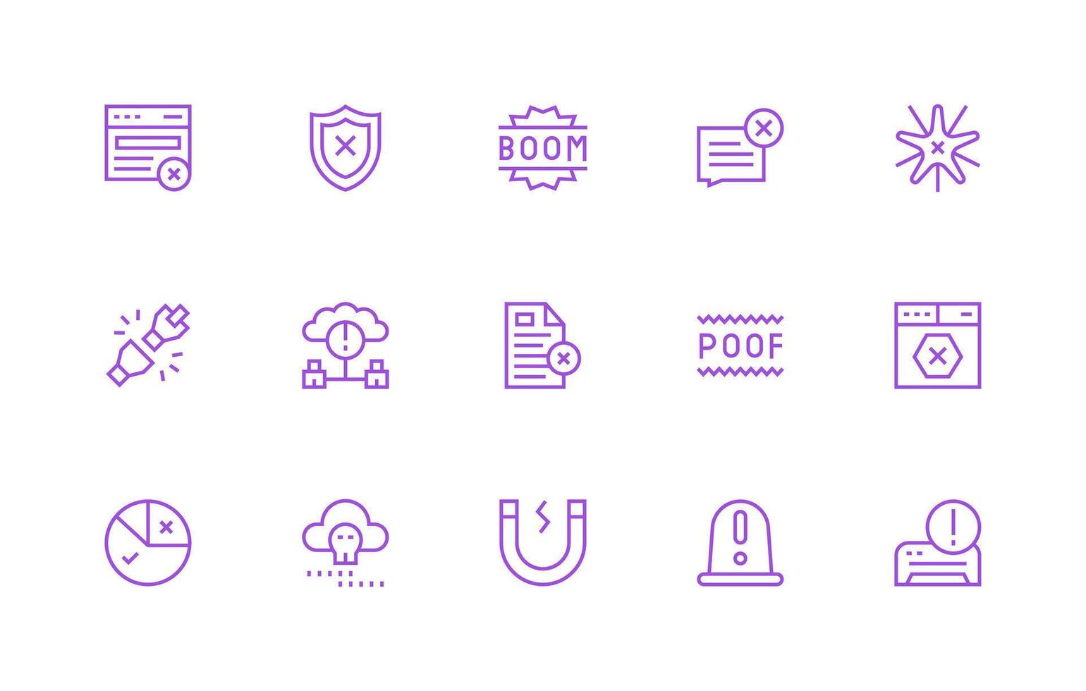 Failure Visual Pack containing 15 Regular Line Icons Responsive Icon Set for Flexible Layouts vector