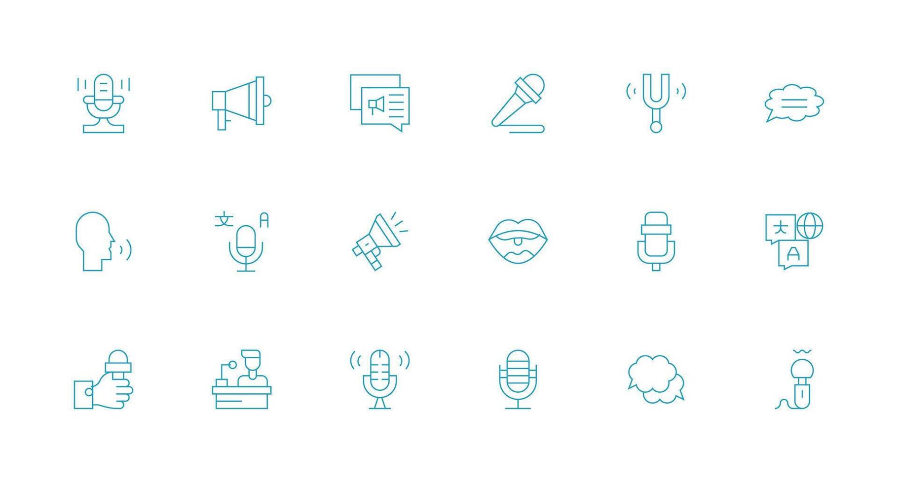 Speech Icon Set with 18 Minimal Line Graphics High-Quality Icon Pack vector